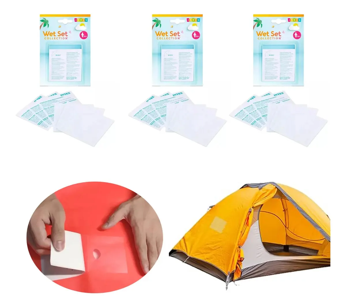 Conjunto de adesivo para piscinas e colchões infláveis