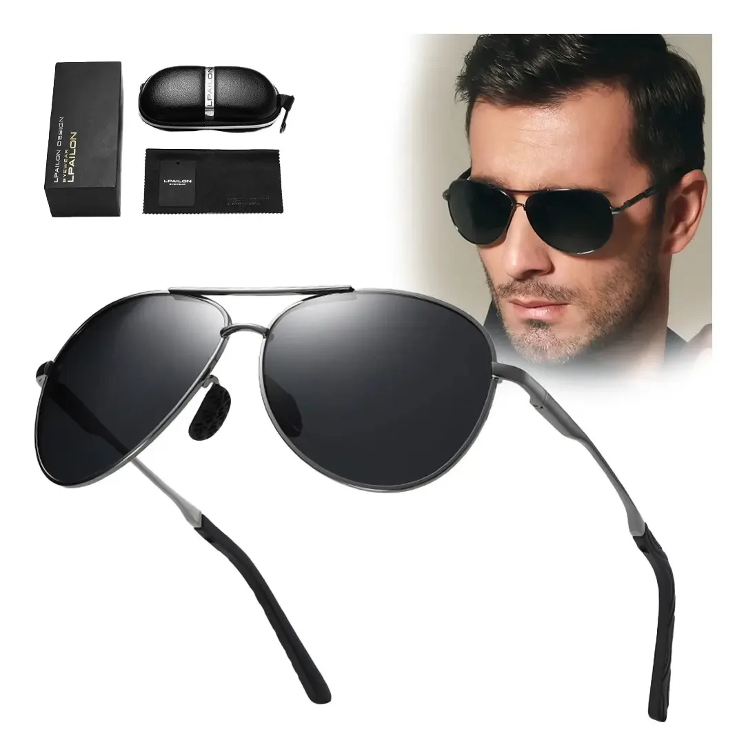 Lentes redondas, lentes de moda, acessórios masculinos, lentes pretas, haste de prata, moldura prateada, design de espelho