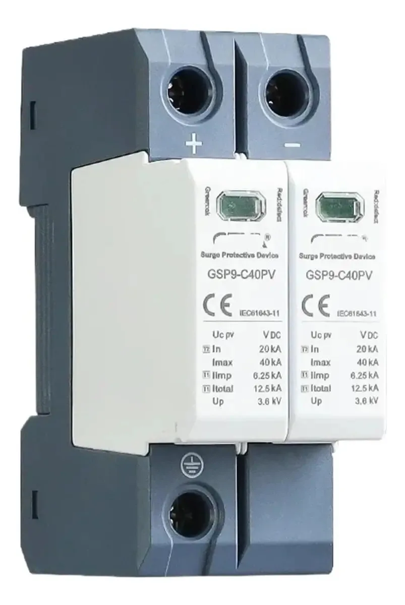 Gsp9 2p Solar Fotovoltaico de Baixa Tensão Spd Rail Dc 600v 1000v 20ka-40ka Protetor de sobretensão Spd Dc (2p 1000vdc)