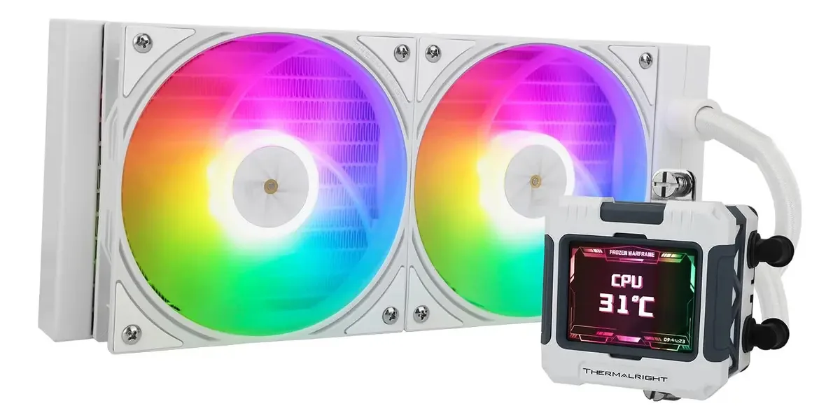 Refrigerador de água líquido Argb CPU branco com 3 aberturas