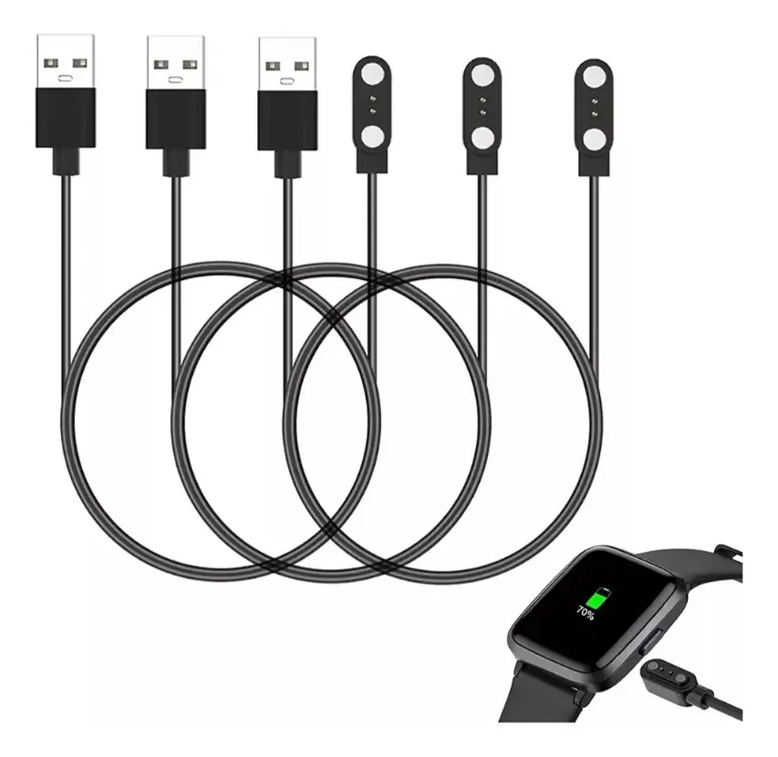 3 carregadores para cabo USB Haylou Solar Ls01 Ls02 Smart Watch