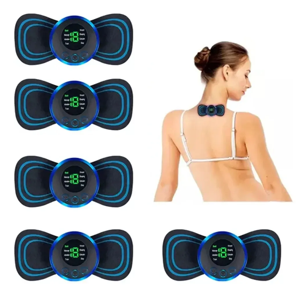 5 mini massageadores corporais elétricos portáteis com 5 manchas azuis