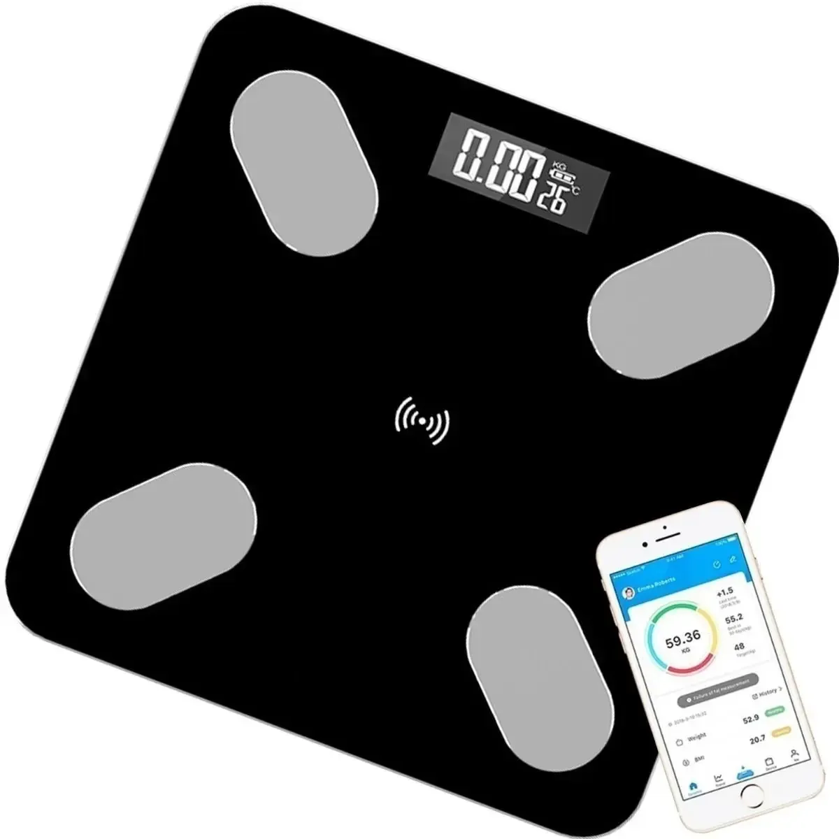 Balança inteligente Bluetooth, peso, peso corporal, balança de gordura