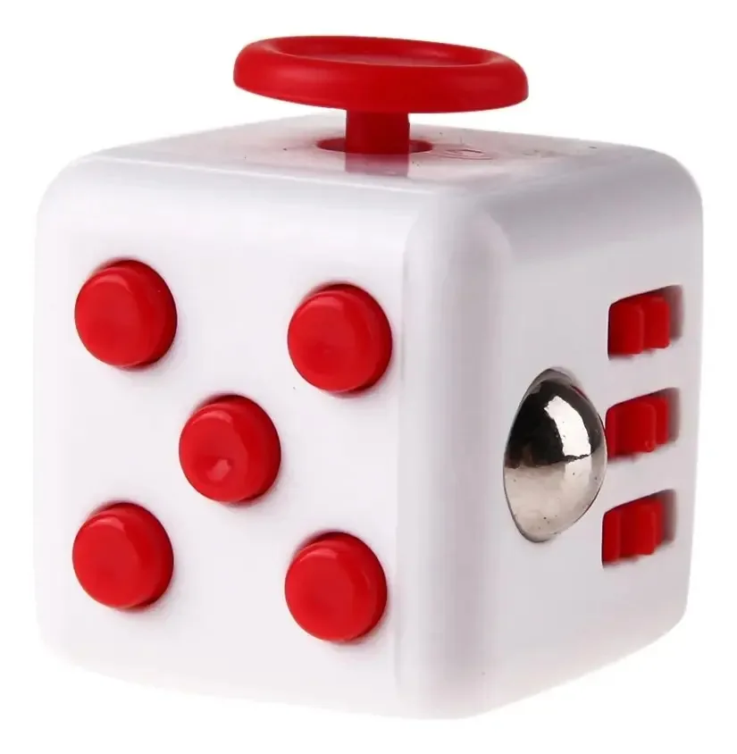 Fidget Cube - Brinquedo anti-stress vermelho-branco