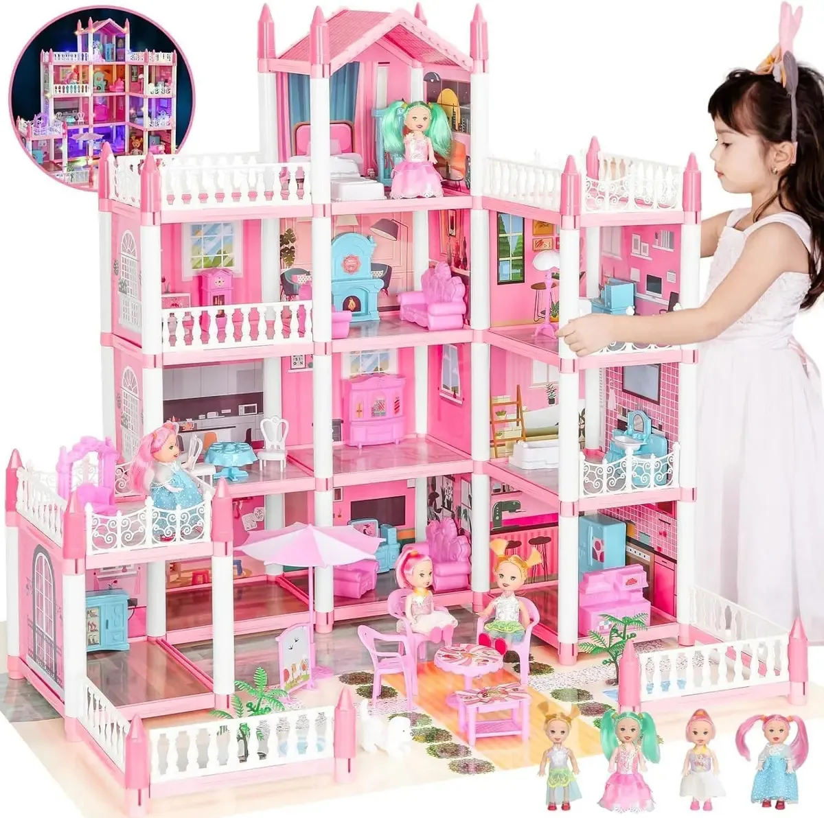 Girldiary Doll House Casa de bonecas rosa grande