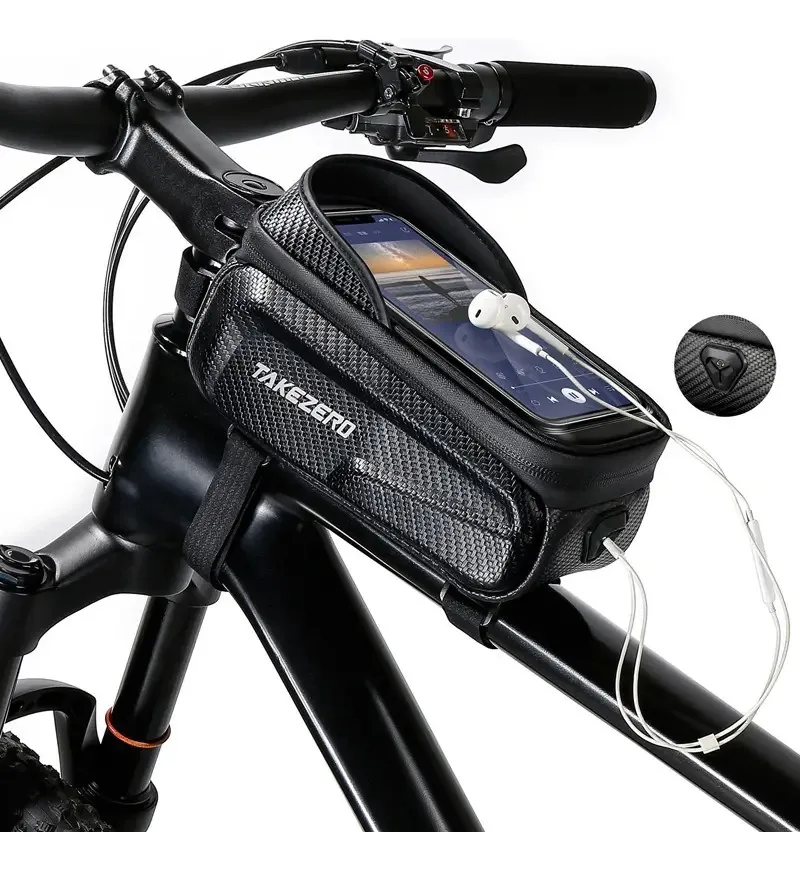 Bicicleta para bolsas impermeável para celular, tela de toque, cor preta