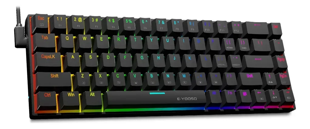 Teclado mecânico 60% Rgb, teclado profissional para jogos, preto-marrom, teclado, idioma: inglês, EUA