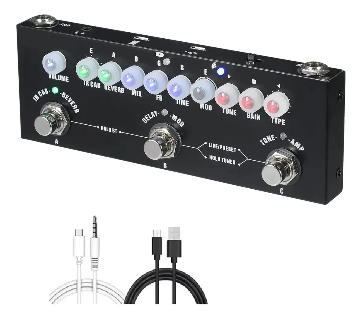 Pedaleira Gllai Cube Baby Multi Efeitos para Guitarra com Bluetooth e Bateria