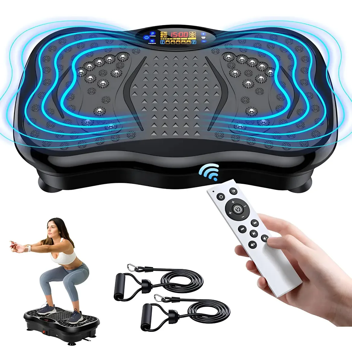 Plataforma Vibratoria Fitness Perder Peso C/ Controle Remoto Cor Preto