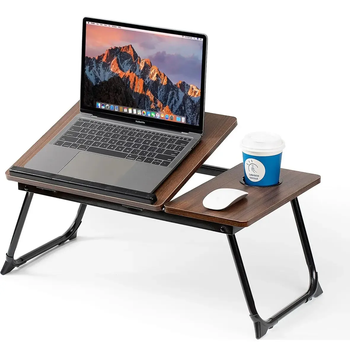 Cama dobrável portátil dobrável para laptop Haimo, ajuste a altura da altura, cor, nogueira escura