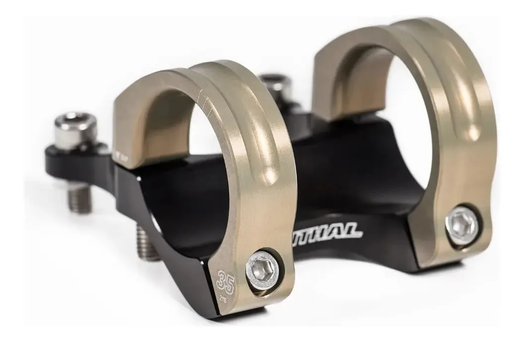 Braçadeira Renthal Integrated Tee Dh 31.8 x 45 mm de comprimento, cor preto/dourado, comprimento 45 mm