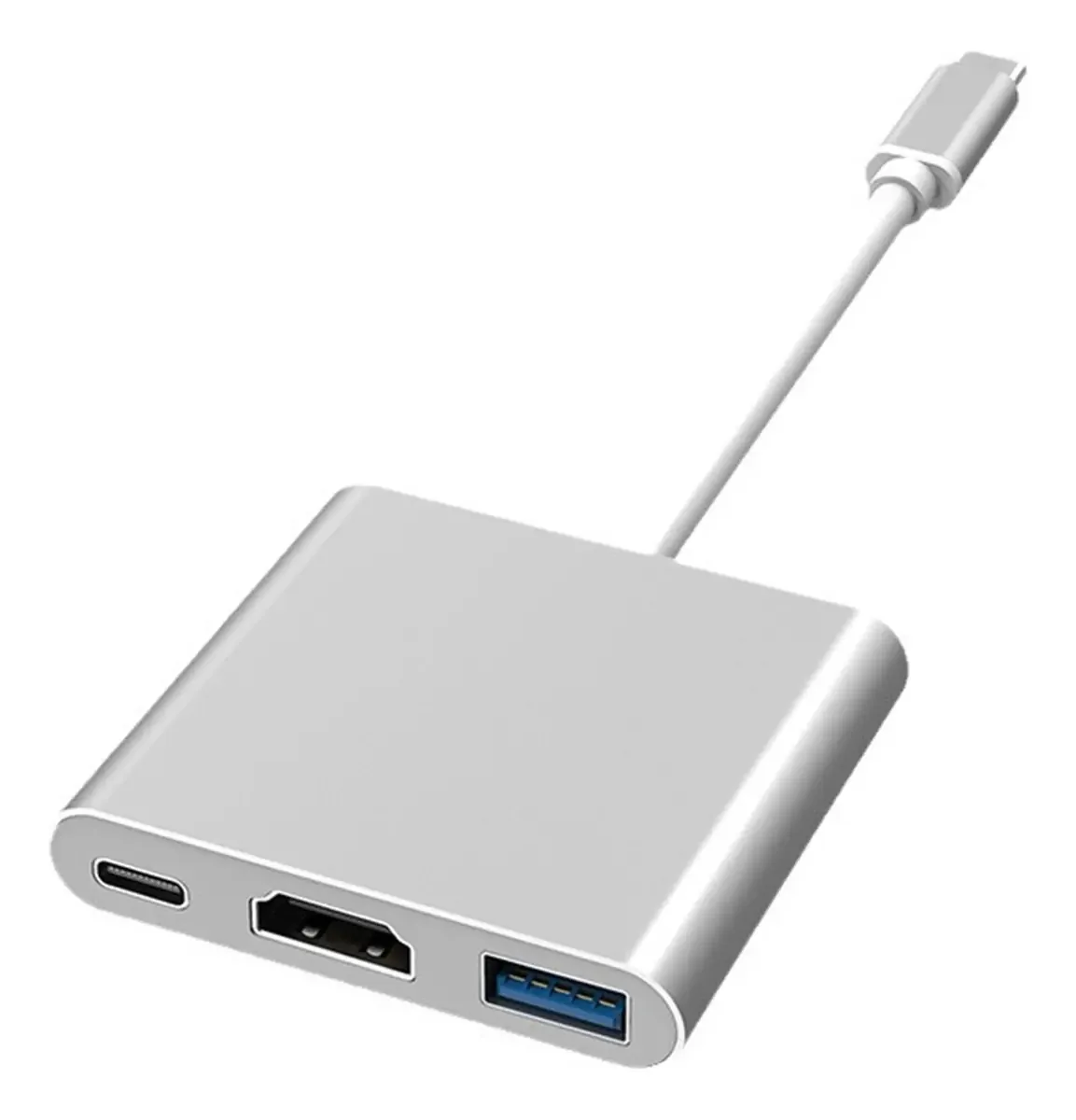 Adaptador Usb C para HDMI 4k Ethernet Usb 3.0 Tipo C Hub 3 em 1 prateado