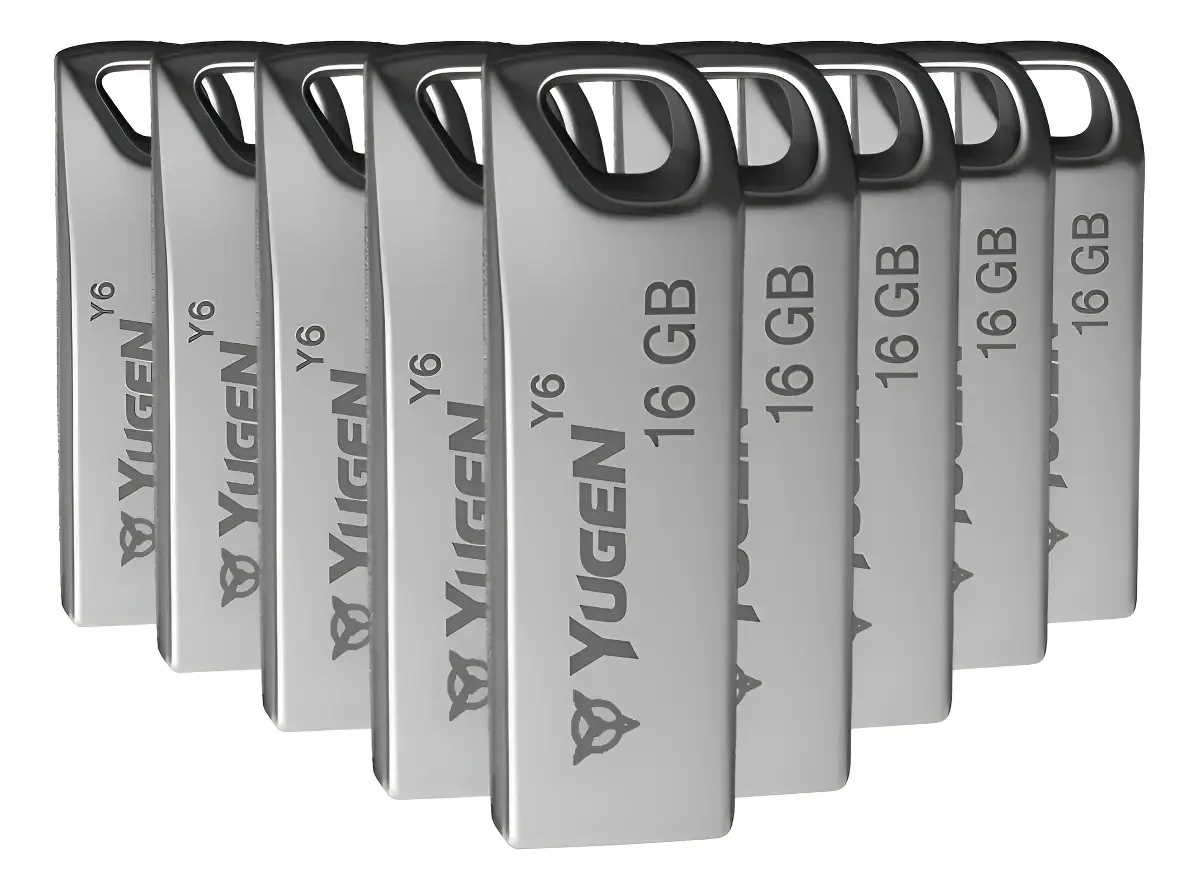 Kit de 20 unidades flash USB de 16 GB Metálicas USB 2.0 Yugen Silver Y6 Silver Y6