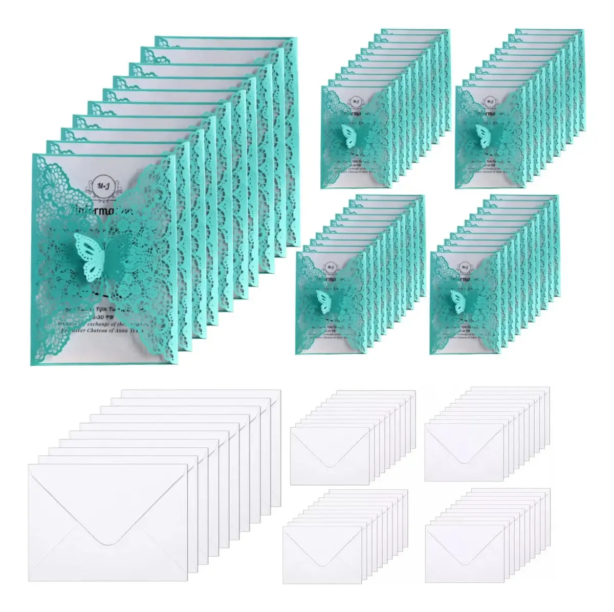 50 convites para eventos com páginas internas em aquarela/50 unidades