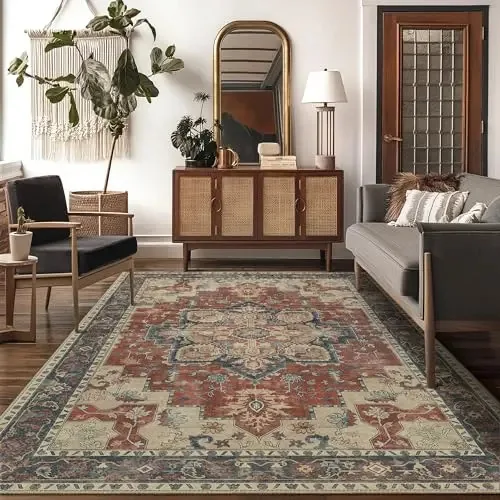 Tapete de quarto Josefjosef, tapete de sala de estar lavável à máquina, tapete de cabelo curto superfino cor de areia, tapete antiderrapante (150 x 210 cm, marrom)
