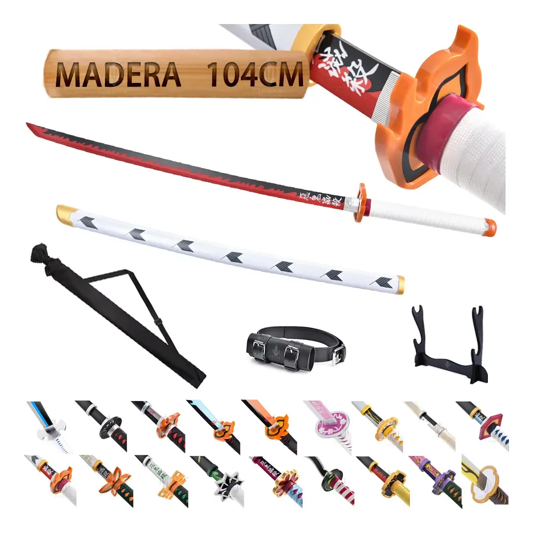 Coleção de espadas Katana Demon Slayer de madeira de 104 cm, cor F - Kyojuro Rengoku LUDEDE