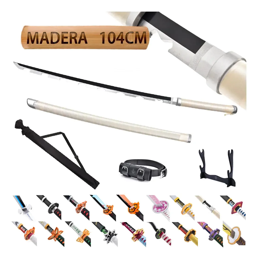 Coleção de espadas Katana Demon Slayer de madeira de 104 cm, cor E - Inosuke Hashibira