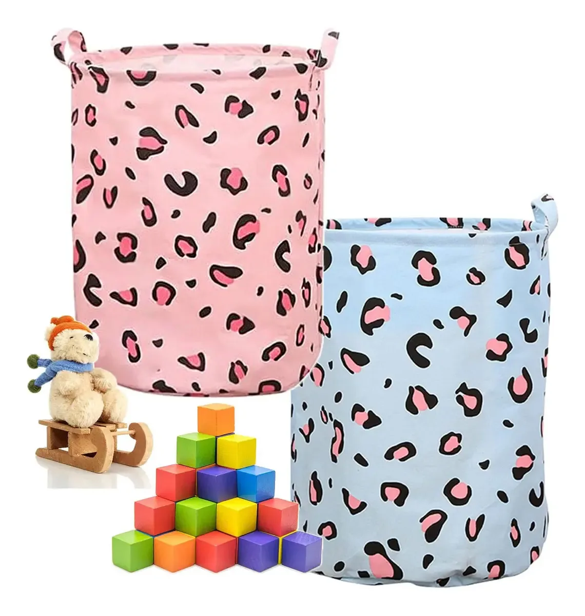 Cesto de roupa suja de 2 peças de 80 L, cesto de roupa dobrável de grande capacidade, cesto de armazenamento de roupas com alça de corda para organizar e armazenar roupas ou brinquedos infantis
