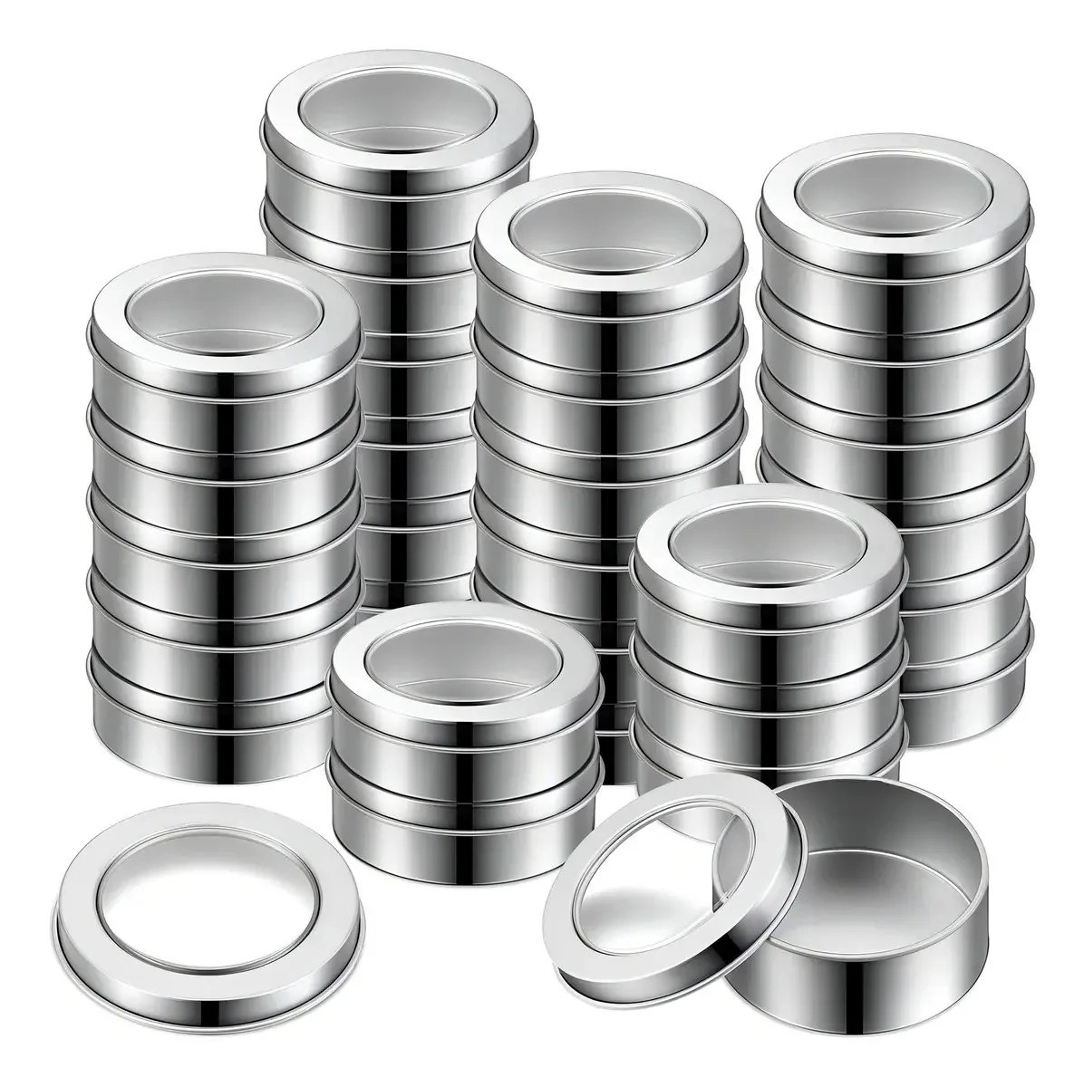 Latas de metal vazias redondas de 2 onças Tecunite com tampas