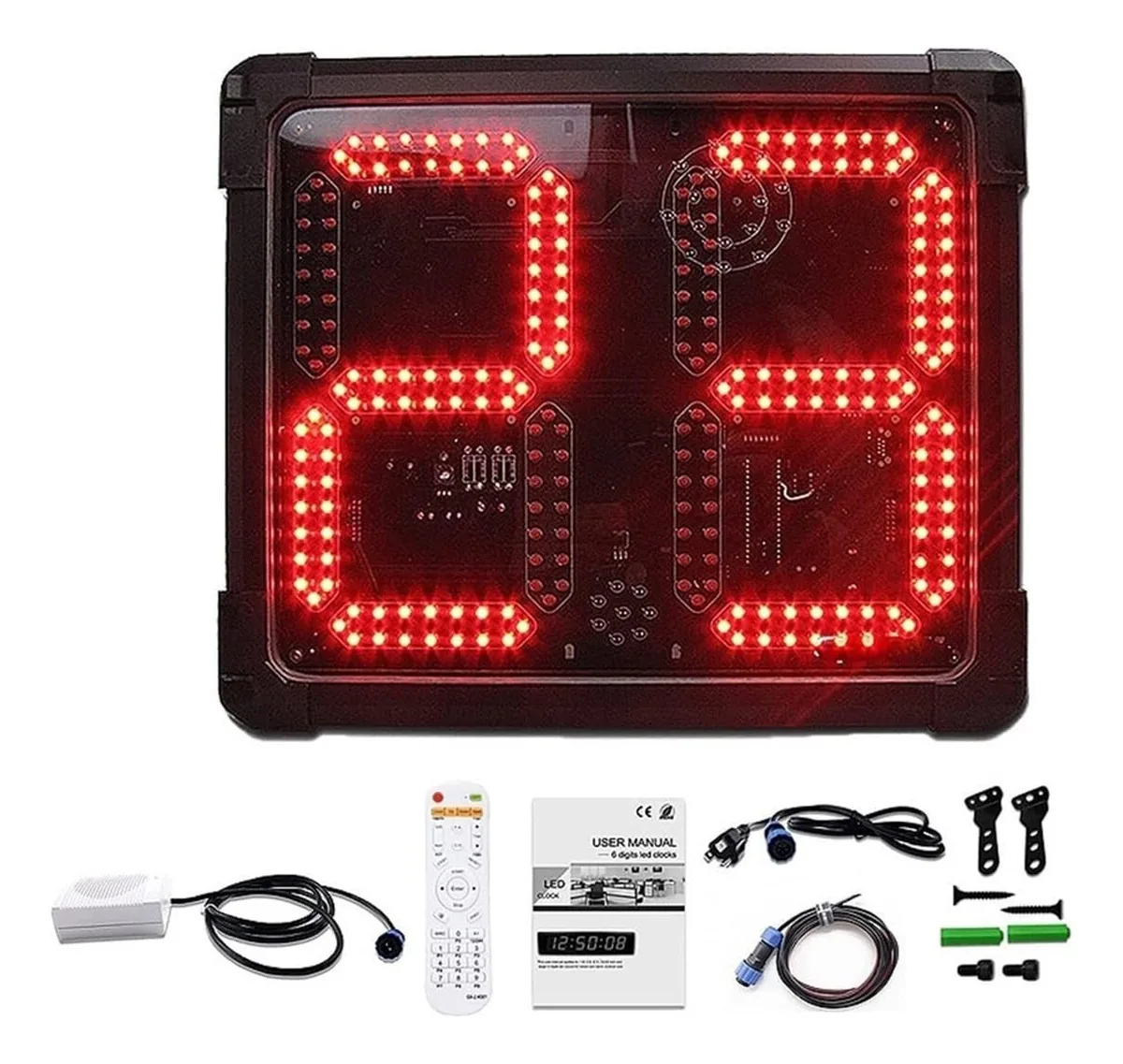 Marcador Eletrônico Marcador Eletrônico de Basquete LED Vermelho Liga de Alumínio Polo Aquático Relógio de 30 Segundos Cronômetro Marcador Digital para Basquete (Traje A 1) (Traje A 1) Traje