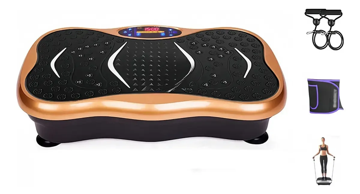 Máquina de exercícios com plataforma de placa de vibração, cor dourada