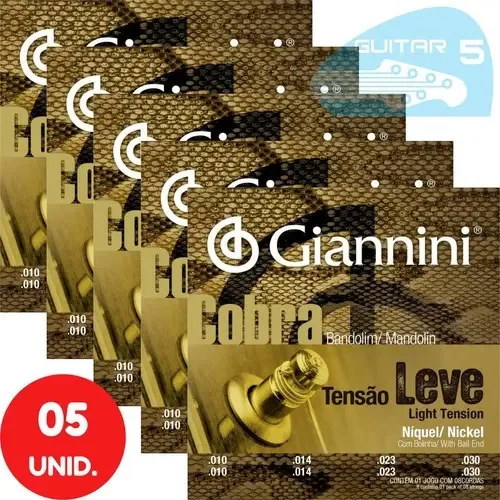 5 Jogo De Cordas Para Bandolim Giannini Níquel Leve Gesbn