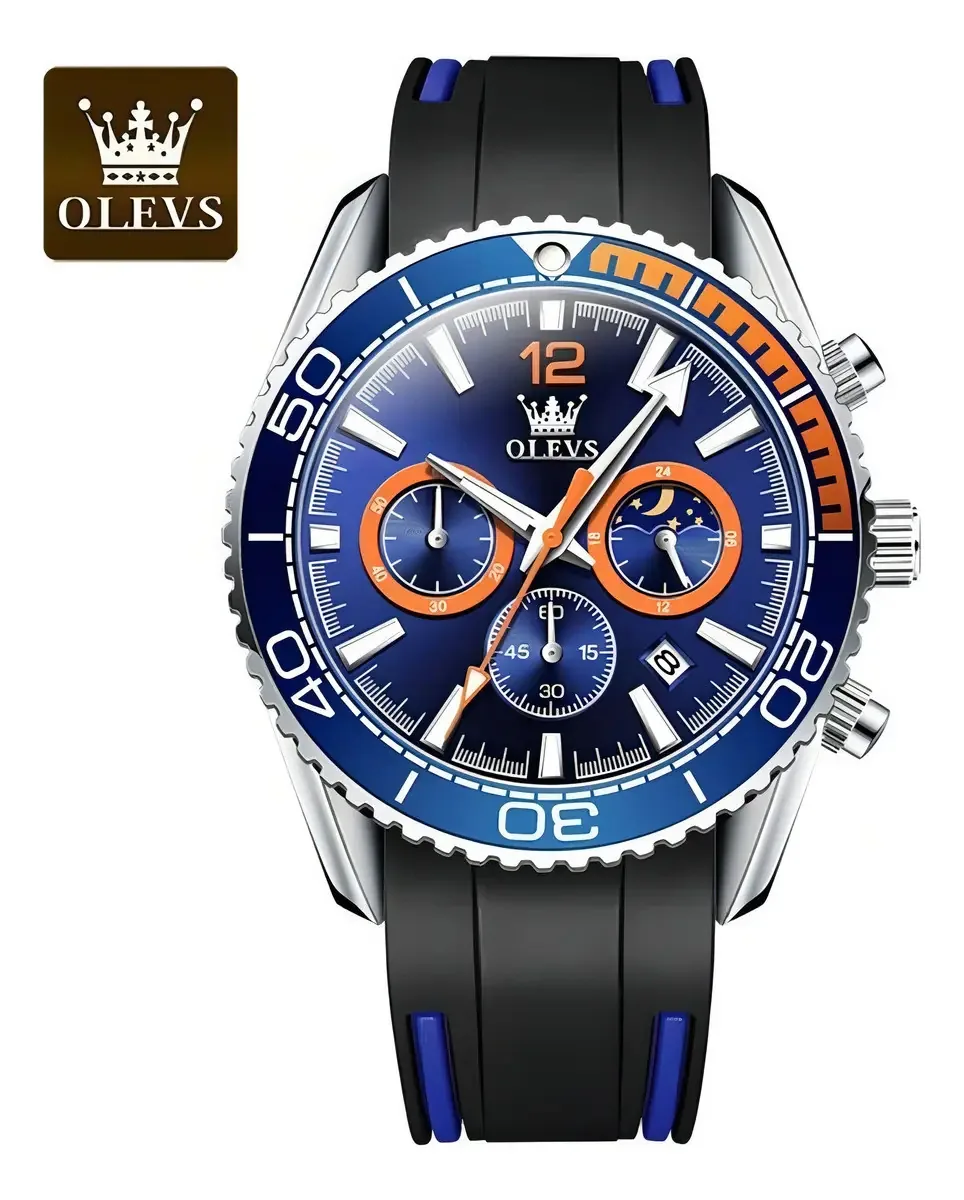 Relógios Masculinos Olevs Moon Phase Chronograph