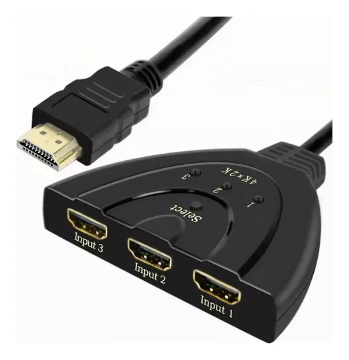 Comutador HDMI 4k 3 entradas 1 cabo de saída flexível