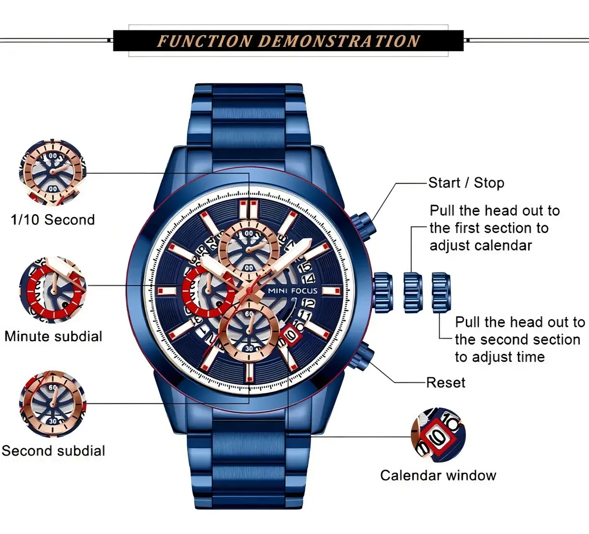 Relógios Masculinos Com Cronógrafo Luminoso Mini Focus