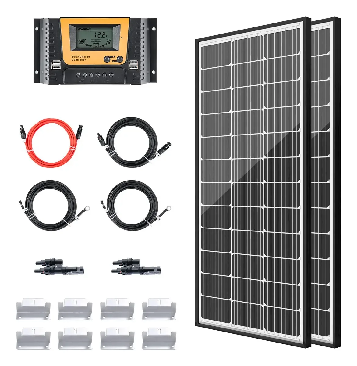 Kit de painel solar Jjn 200W, painéis solares monocristais