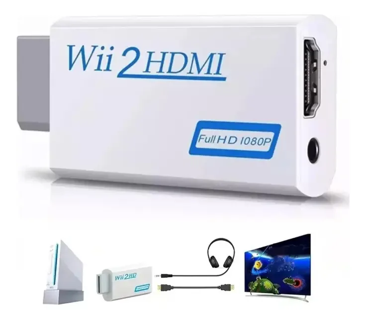 Adaptador Wii Connect Conversor de áudio e vídeo Hdmi 1080p branco