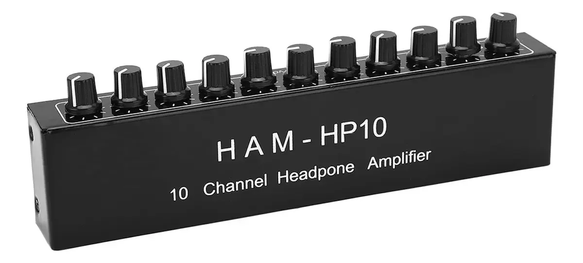 Amplificador De Fones De Ouvido De 10 Canais 100-240v Tamanho Compacto Interface De 3,5 Mm Divisor De Áudio Para Estúdio De Gravação Ganho De 12db (Plugue Dos EUA)