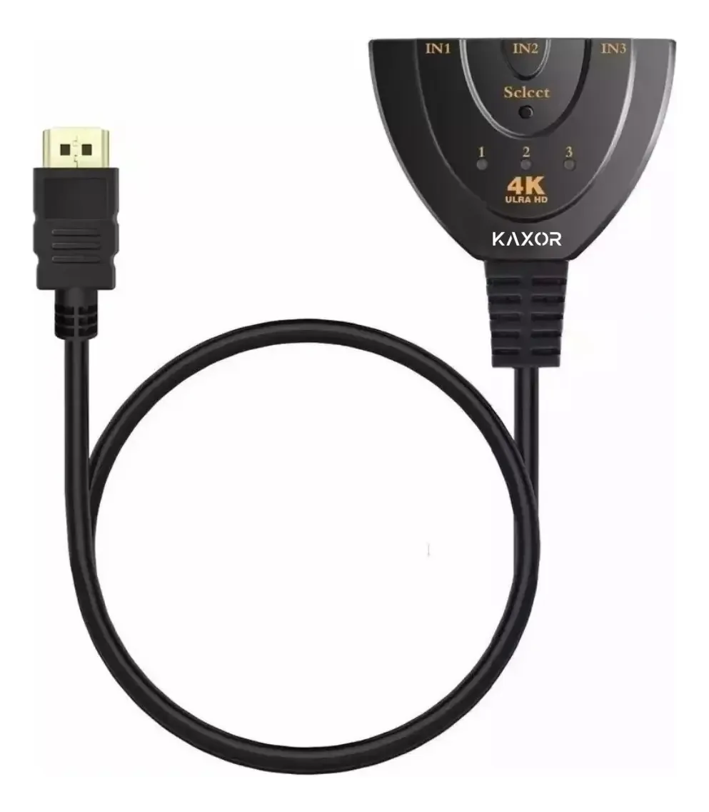 Chave seletora multiplicadora HDMI 3 entradas 1 saída Full Hd 4k