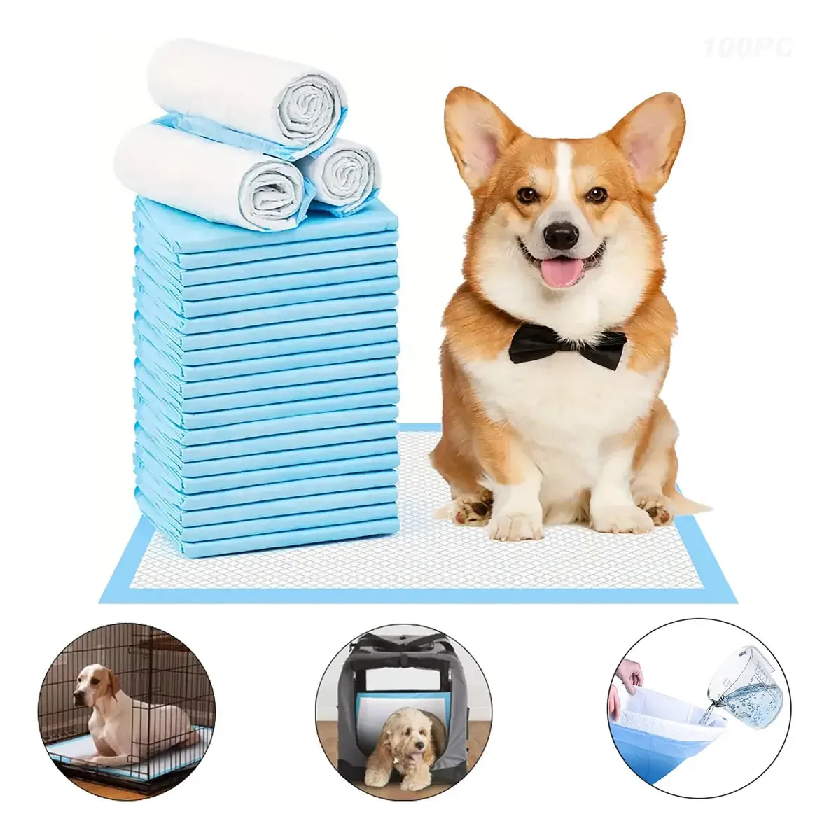 Fraldas Trainer 100% absorventes para animais de estimação 45x33cm