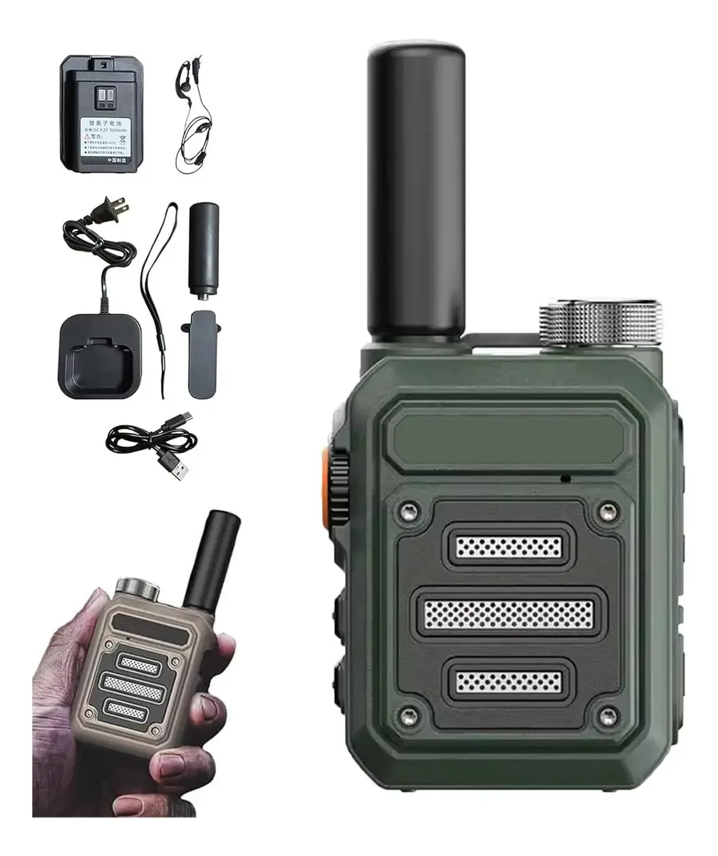 Rádio Walkie Talkies Recarregável One Touch Intercom Verde Escuro