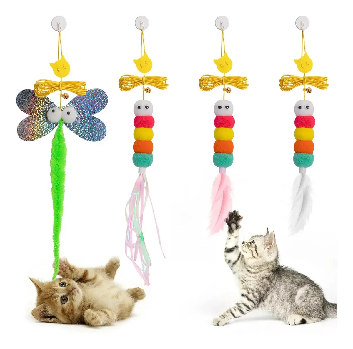 4 peças de brinquedos de corda elástica para animais de estimação, brinquedos para gatos