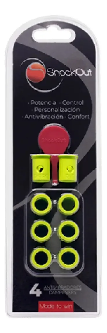 Antivibradores Shockout Dampeners para pás de raquete amarelas