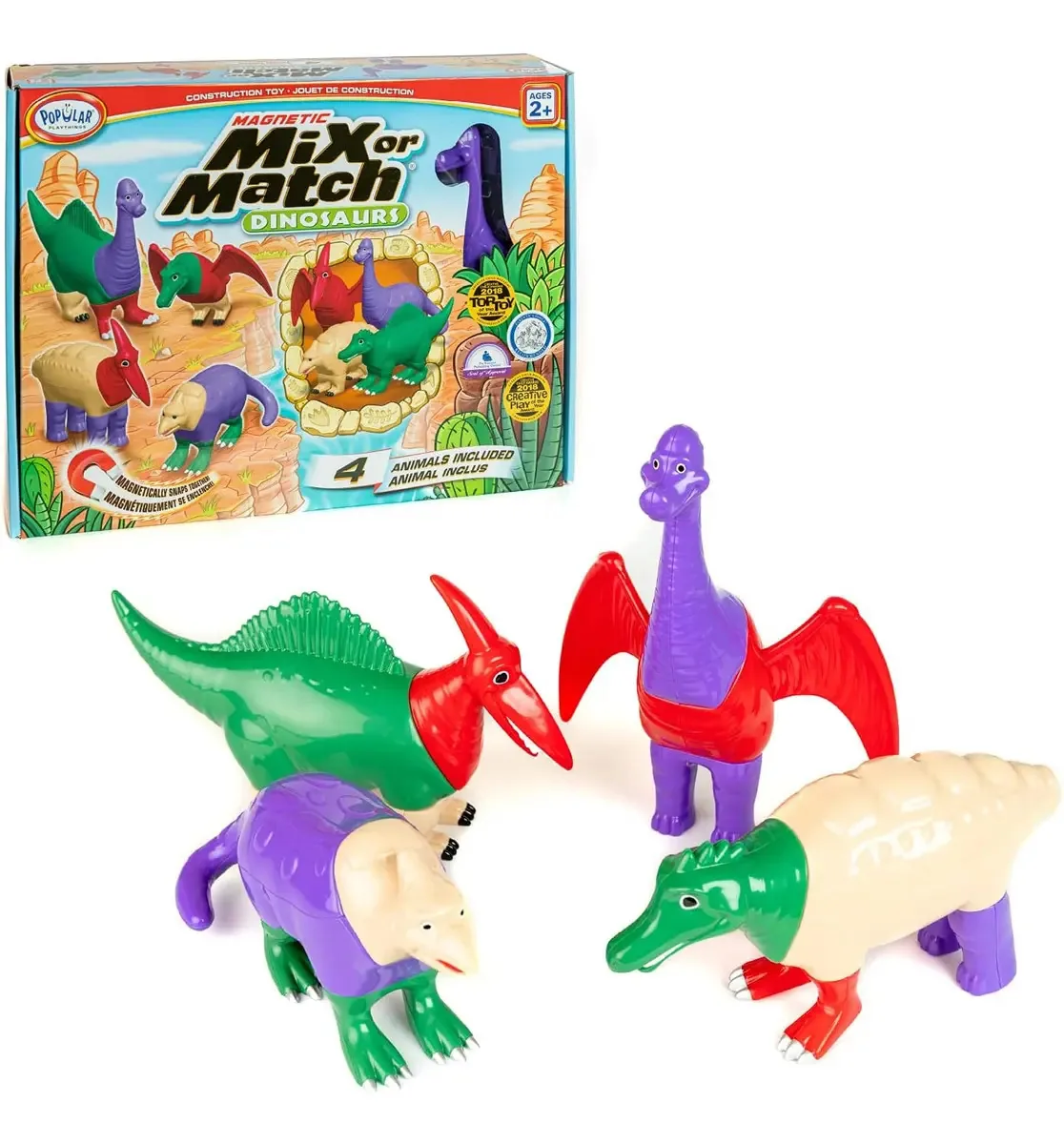 Brinquedos populares: blocos magnéticos combinam dinossauros