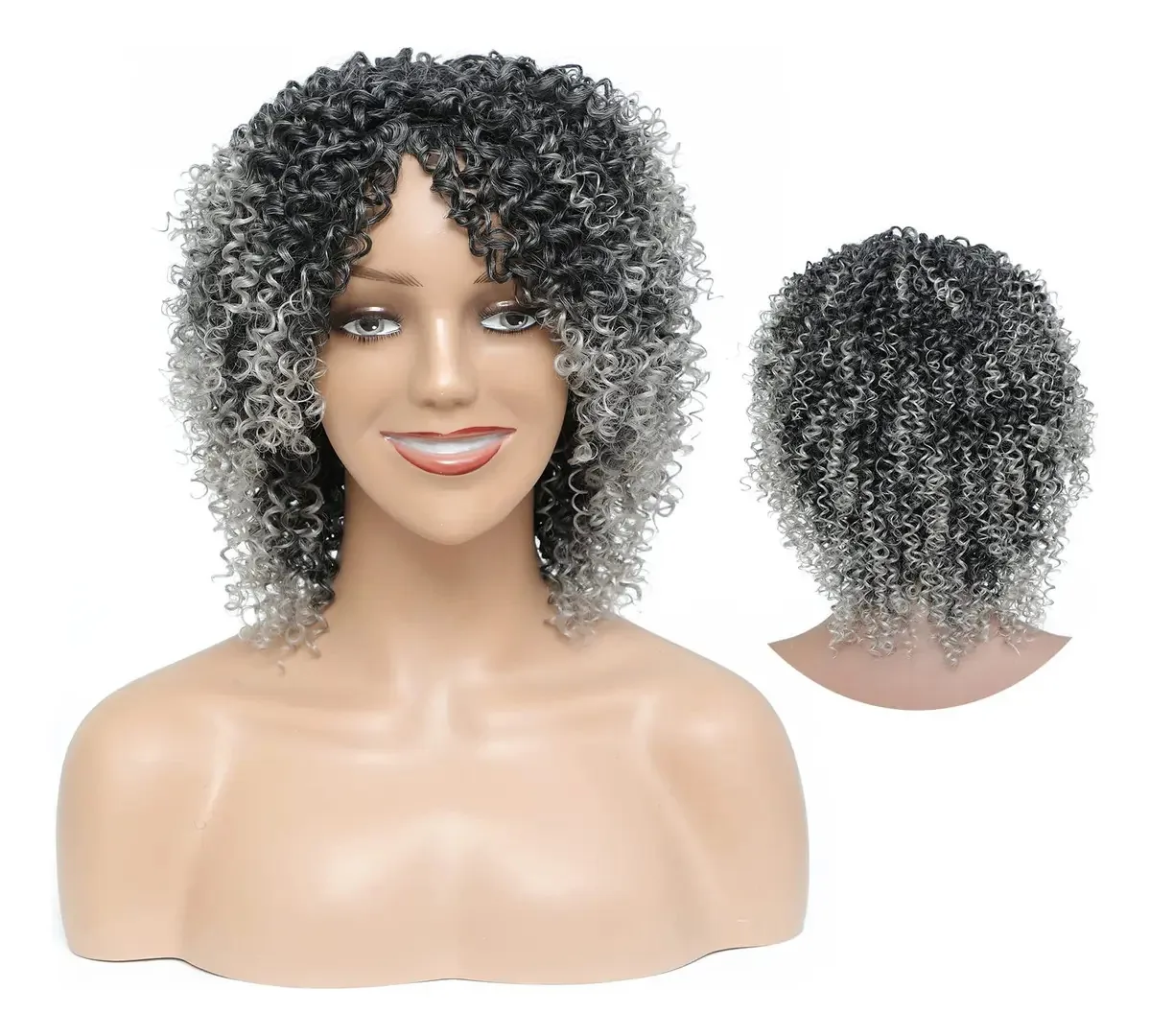 Perucas curtas Elvirgel para mulheres negras, perucas afro ri