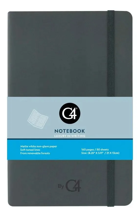 Notebook Trend Notebook Classic, papel óptico pautado de 80 folhas. Cor: fosco, cinza escuro