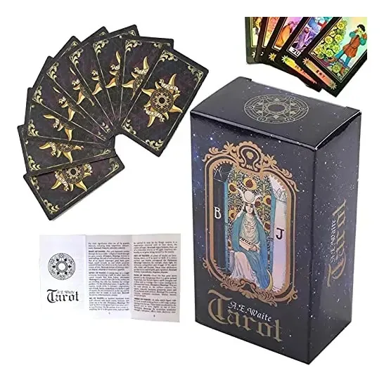 Yitengteng Tarot Edição Inglesa, 78 Cartas Holográficas De Tarot Para Cartas De Tarot, Cartas De Adivinhação, Jogos Interativos São Adequados Para Famílias Iniciantes