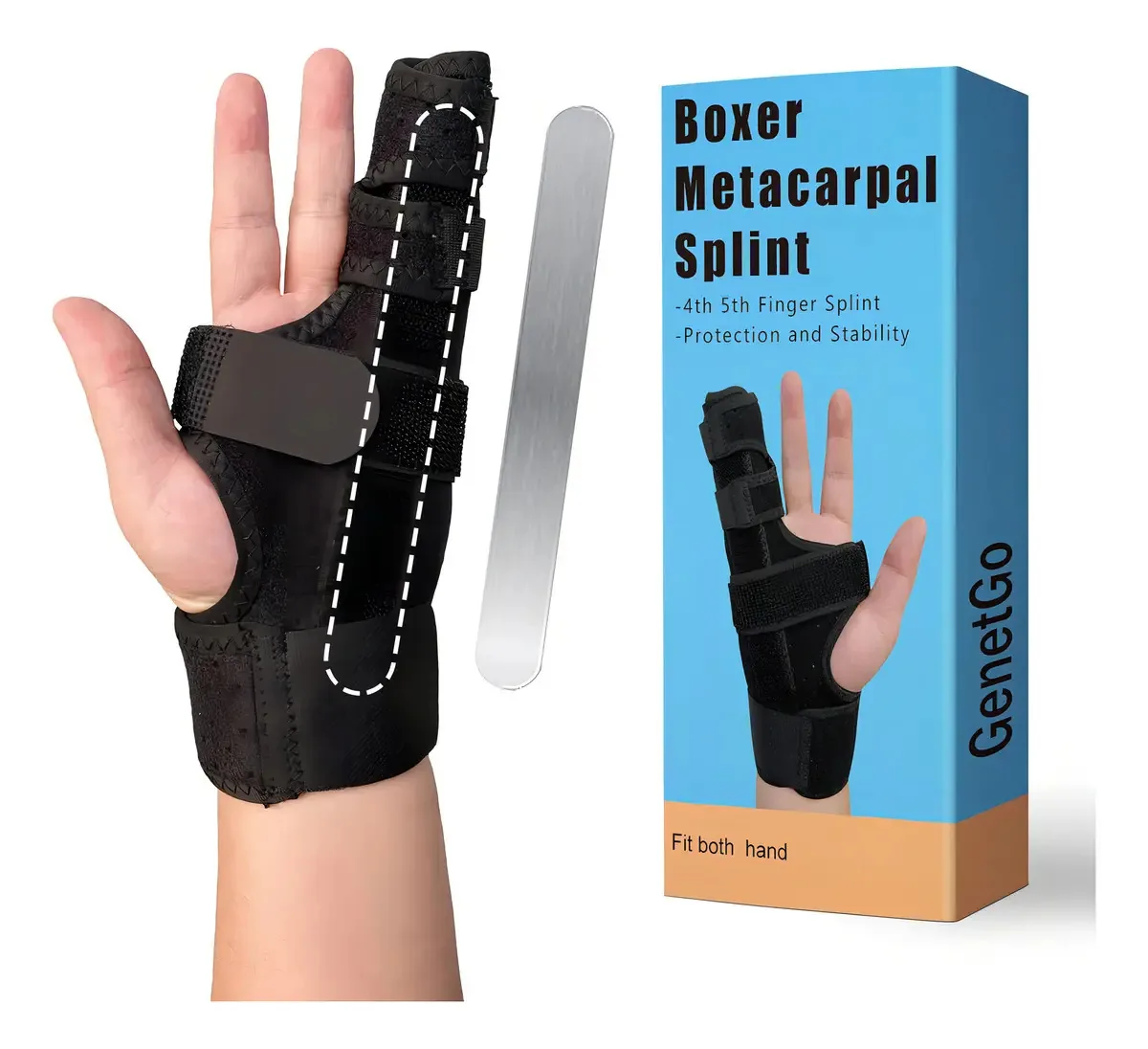 Genetgo Boxer Break Metacarpal Splint Splint - Suporte. Cor Preto