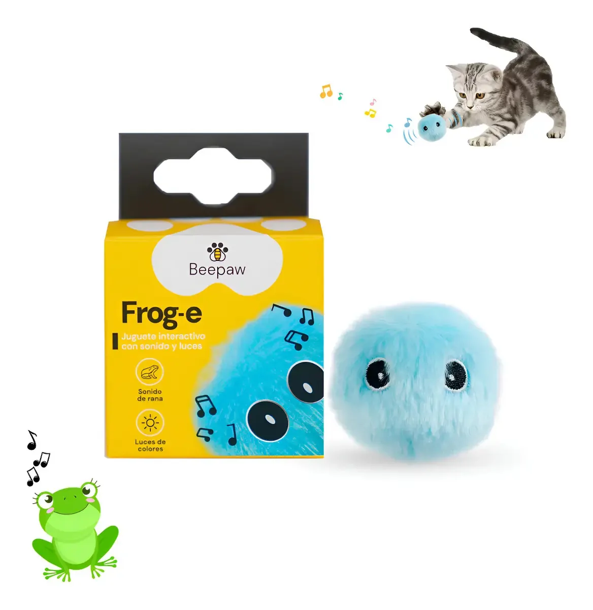 Beepaw Cat Ball com luz e som Catnip Premium, cor azul claro - Sapo
