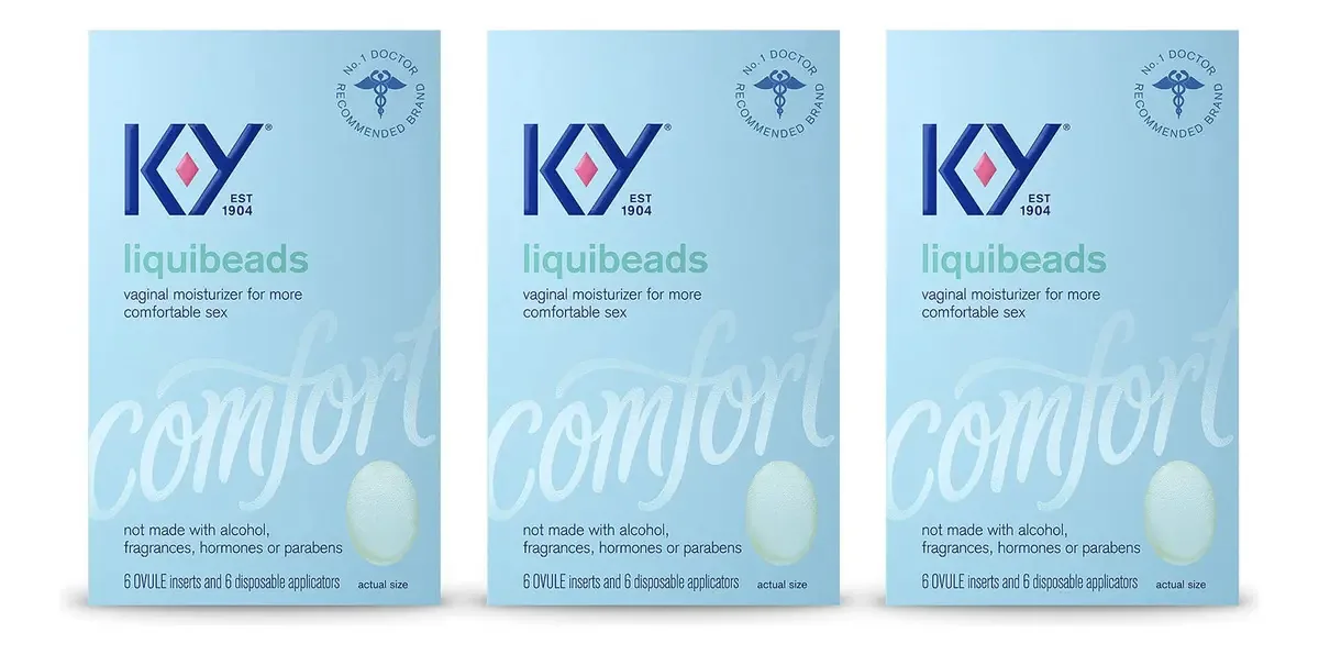 Lubrificante pessoal, hidratante vaginal K-y Liquibeads, 6 inserções de esferas e 6 aplicadores para complementar a umidade natural da mulher para maior conforto e sexo (pacote com 3)