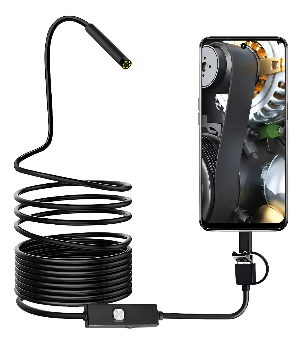 Câmera endoscópica para celular Android de 5 metros/Câmera endoscópica tipo C Mini câmera endoscópica Câmera endoscópica Câmera endoscópica USB Câmera endoscópica tipo C Câmera de inspeção