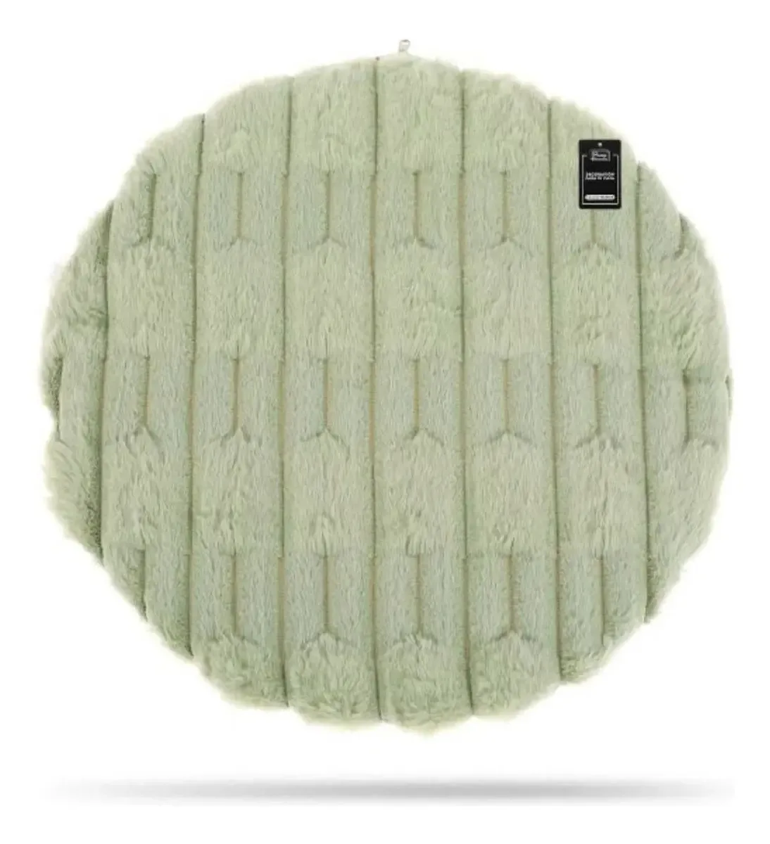 Almofada de cadeira redonda elegante de 40 cm - almofada curta peluda verde claro caseira