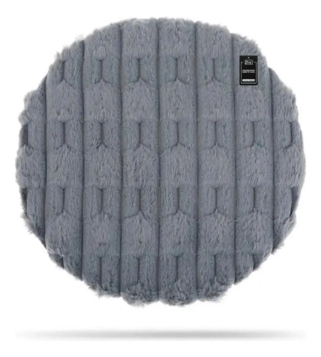 Almofada de cadeira redonda elegante de 40 cm - almofada curta peluda cinza caseira