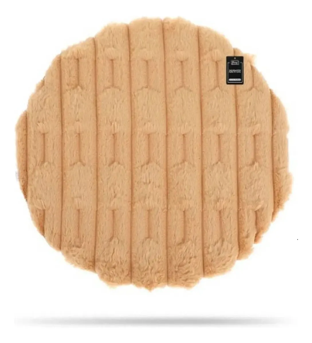 Almofada de cadeira redonda elegante de 40 cm - almofada curta e peluda cáqui caseira