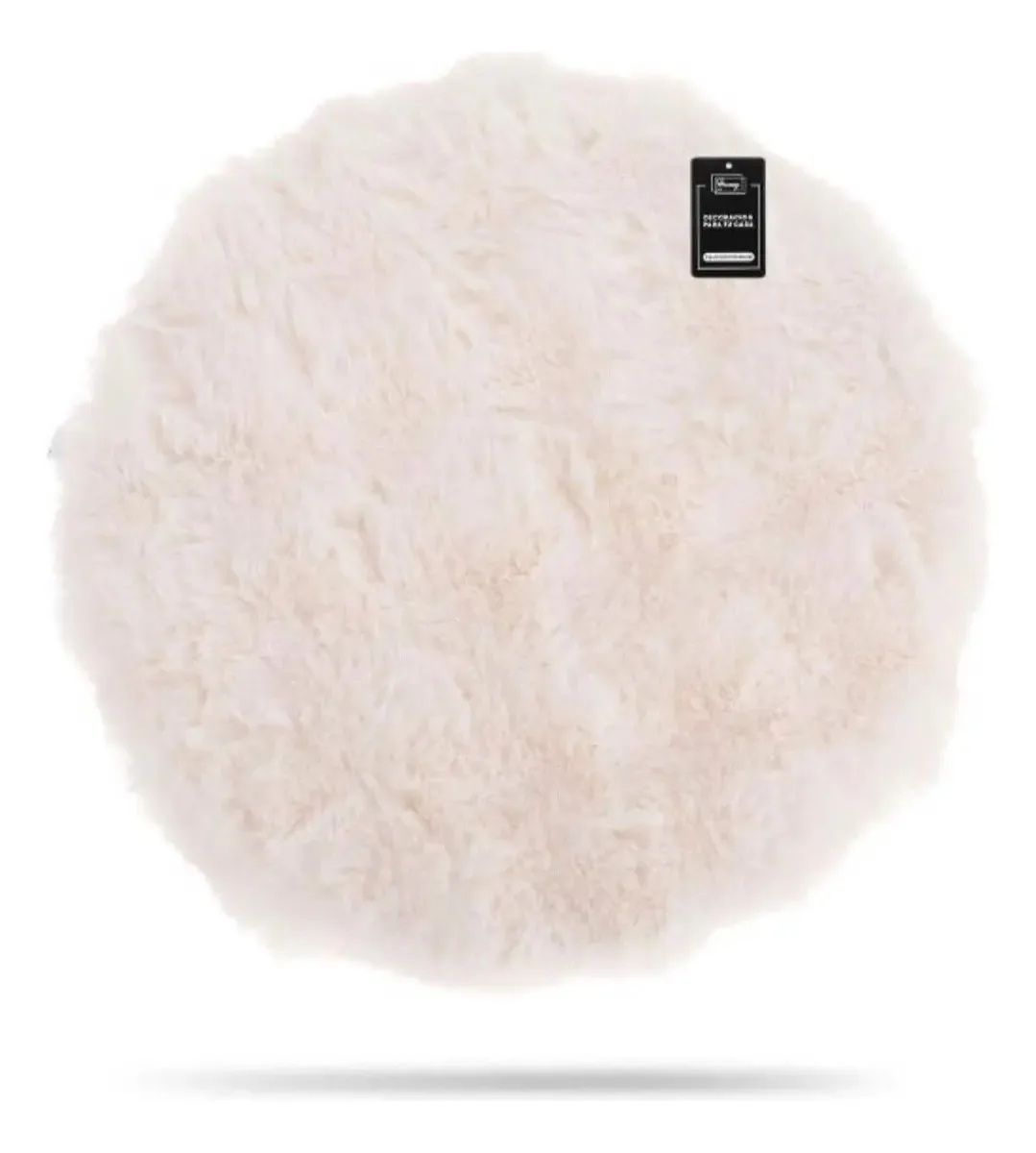 Almofada de cadeira redonda elegante de 40 cm - almofada longa peluda bege aconchegante