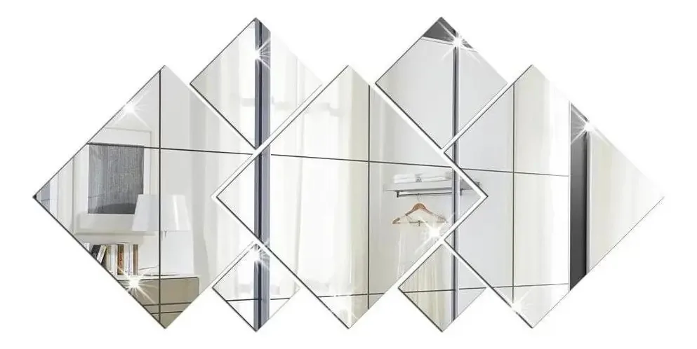 Espelho Acrílico Decorativo Quadrados 7 Peças P20